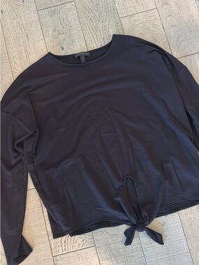 Jcrew Black Tie-Hem Long Sleeve Top